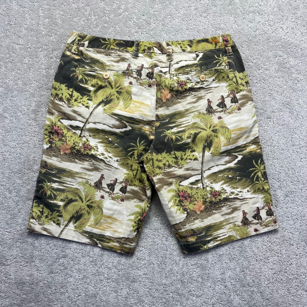 Tommy Bahama Shorts Mens 32 Green Stretch Bedford Bay Ko Olina Hawaiian Aloha - Picture 8 of 15